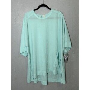 Melissa McCarthy Seven 7 Top Hi-Low Tunic Blouse Top Plaid Crepe Tee Plus Sz 1X